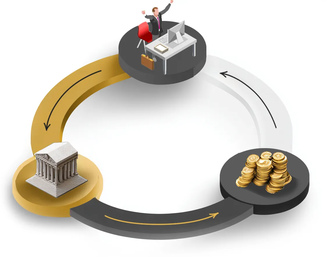 Illustration of the FBS cashback process — trader places trades, broker pays IB commission, and cashback returns to the client